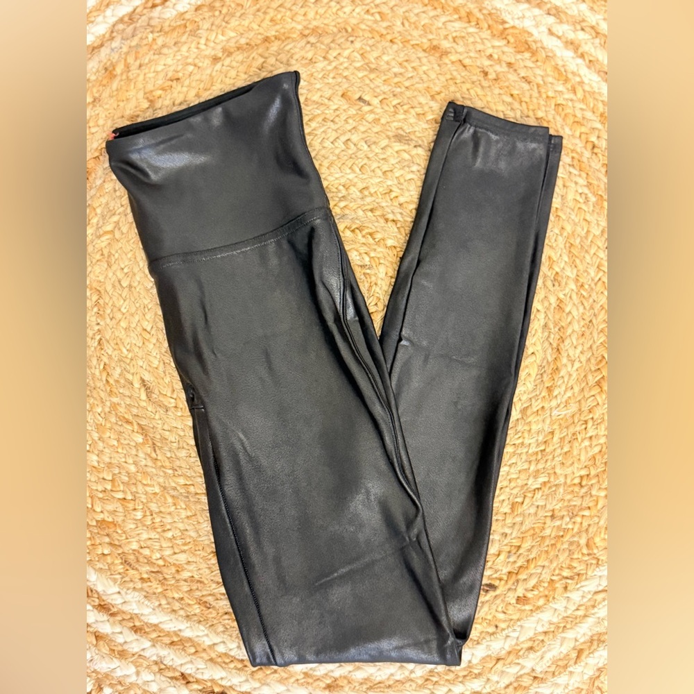 SPANX Shiny Black High-Rise Leggings